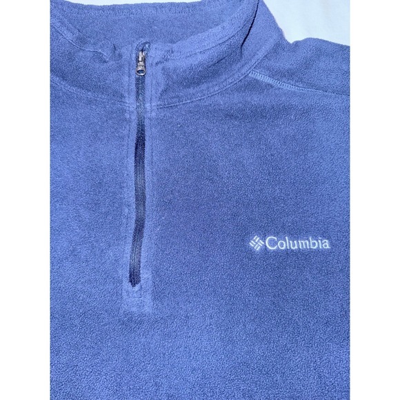 Columbia Woman XL Navy Blue Fleece Quarter Zip Pullover Sweater Mock Neck Jacket - Picture 2 of 5